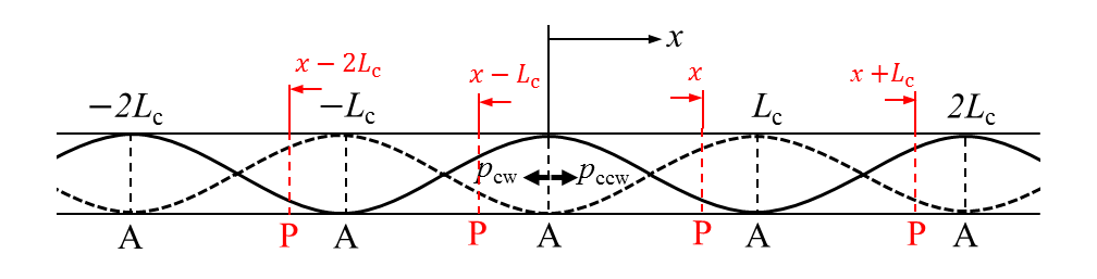 Tire model including circulating wave